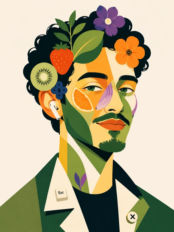 Retrato ilustrado de Erick Arevalo